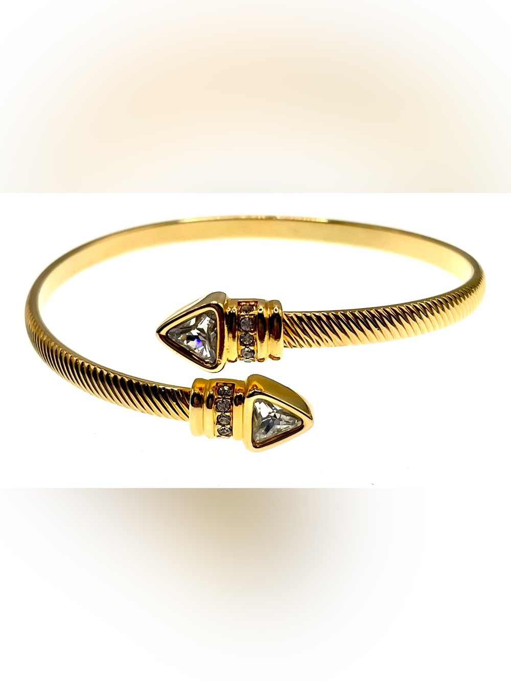 Vintage Swarovski S.A.L. Crystal Gold Tone Bangle Bracelet 1980s